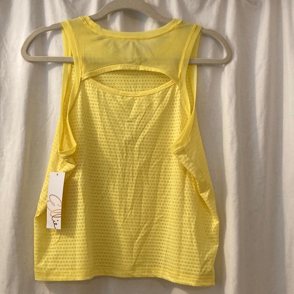NWT Ellie “Celandine”  workout tank top, yellow mesh, women’s size medium - Picture 5 of 11